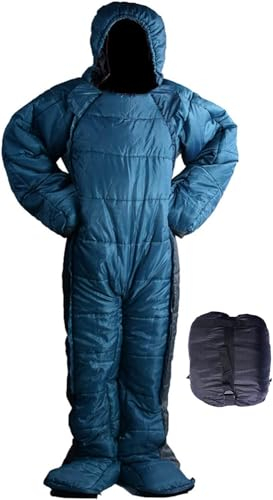 ZORZA Leichte Schlafsack,Tragbarer Schlafsackanzug Outdoor Baumwoll Warmer Schlafsack, Wasserfest Winddicht Deckenschlafsack Für Camping,Für Erwachsene,B,XL