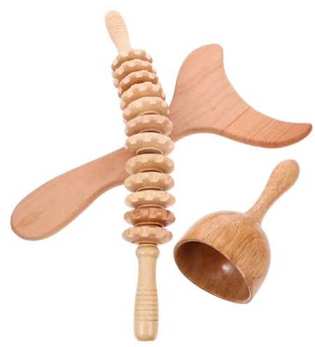 PartyKindom Tragbares Holz Massagegerät Satz mit Nacken und Muskelmassagefunktion Praktisches Leichtes Massagestab für Körper und Lymphmassage zu Hause und Unterwegs