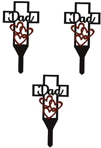 POPETPOP 3 Pièces cimetière orne Jardin Cour Signes Pierre tombale Croix de Tombe pour Papa cimetiere Decoration Plaque tombale décor Ornement cimetière mémoriaux Croix pieu de cimetière