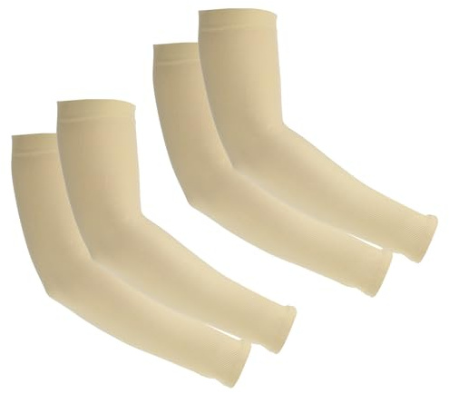 PATIKIL 2 Pares de Mangas de Brazo, Mangas de Protección Solar para Deportes, Senderismo, Equitación, Color Beige