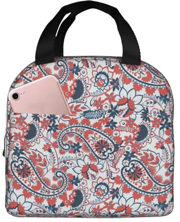 Loncheras aisladas para hombres y mujeres, trabajo, estampado de cachemira No.J95, bolsa térmica suave aislada para viajes, lonchera pequeña a prueba de agua para hombres y mujeres, bolsa de almuerzo