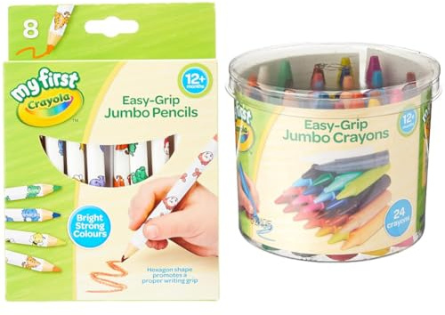 CRAYOLA MyFirst Jumbo Colouring Pencils & Crayons - Assorted Colours (Pack of 8 & 24), Easy-Grip, Multicolor Art Supplies