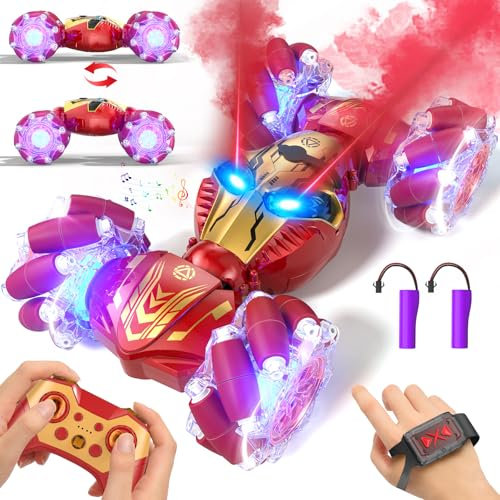 Remote Control Cars, 4WD RC Stunt Car with Gesture Sensing, RC Drift Car with Cool LED Light and Music, Remote Control Cars Toys Gifts for Age 6+, Indoor and Outdoor Toys for Kids