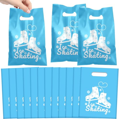 YYMYMGJ 50 bolsas de regalo de fiesta de patinaje sobre hielo, bolsas de regalo de invierno, patinaje sobre hielo, bolsas de regalo de fiesta, bolsas de plástico impermeables para patinaje sobre