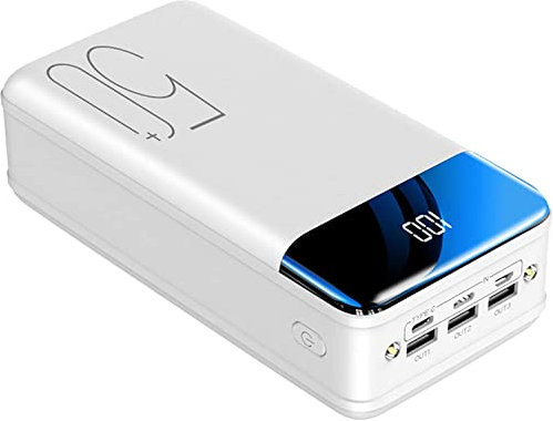 Chargeur Solaire Power Bank 100000 mAh, Batterie de Camping sans Fil Qi étanche avec Panneau Solaire, Charge Rapide, entrée/Sortie 5 V/2,1 A, Lampes de Poche LED, G