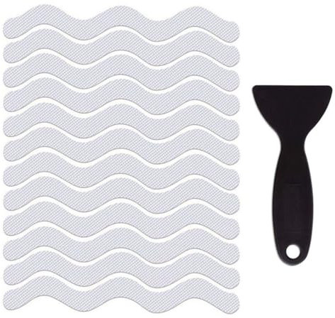 Adesivi antiscivolo brevettati per doccia, 12 strisce adesive per vasca da bagno, decalcomanie con raschietto di alta qualità per vasca da bagno, doccia e scale