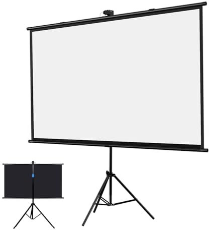 GLETSF Écran De Projection Portable sur Trépied, Écran De Projection Vidéo Portable 4:3/16:9 4K HD pour Cinéma Maison, Extérieur, Soirée Cinéma, Camping, Montage Mural/sur Pied-4:03-60