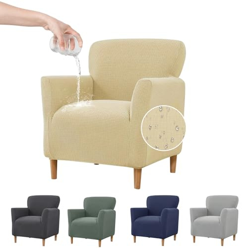 Copripoltrona elasticizzato con braccioli, tessuto jacquard elasticizzato a 1 posto, protezione per divano – rimovibile e lavabile, rivestimento protettivo contro macchie, capelli e usura per