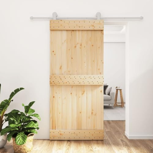 Guide scorrevoli per porte scorrevoli, porta scorrevole con guarnizione, 95 x 210 cm, in legno massello di pino massiccio, per sistema di porte scorrevoli
