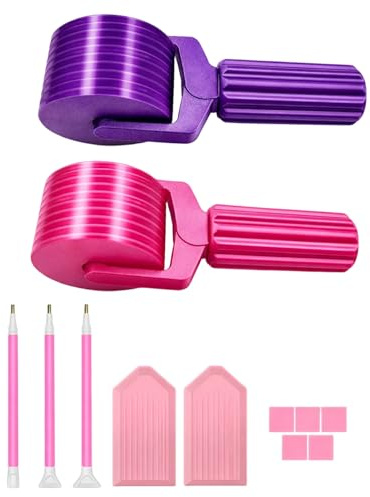MAUDFEK 12 PCS Diamond Art Roller Tool, Comprehensive Diamond Painting Accessories Set with Multi-Pen Tools and Storage Trays, Efficient Bead Organisation for Large-Scale Projects