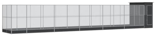 Generic Stor Voljär Av Galvaniserat Stål med Förlängning Utomhus Fågelbur med Låsbar Dörr (1244 x 203 x 216 cm)