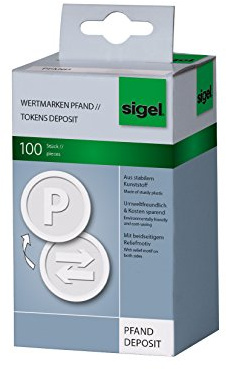 SIGEL Wm010 Lot de 100 Jetons Consigne, Ø2,5 cm, Blanc | WM010, lot de 100 jetons, Ø2,5 cm, blanc