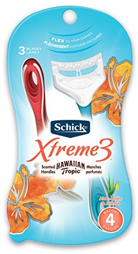 Schick Xtreme3 Women's Disposable Razors with Hawaiian Tropic Scented Handles, 4-Count (Pack of 2)