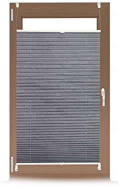 Relaxdays Plissee Rollo ohne Bohren, Klemmfix zum Kleben, Faltrollo lichtdurchlässig, Faltstore grau, BxH: 60 x 130 cm