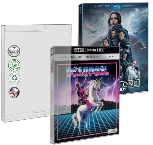 MALKO 10 Pack Blu-Ray SLIPCOVER Protector Case Compatible with: 4K UHD & Blu Ray Slips