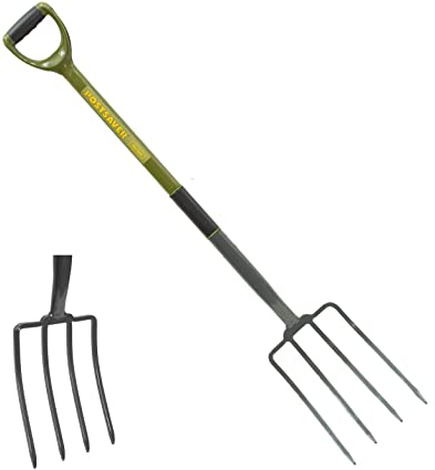 POSTSAVER Garden Fork - Solid Forged, Carbon Steel Head, PVC Coated Handle, Re-Enforced Shaft