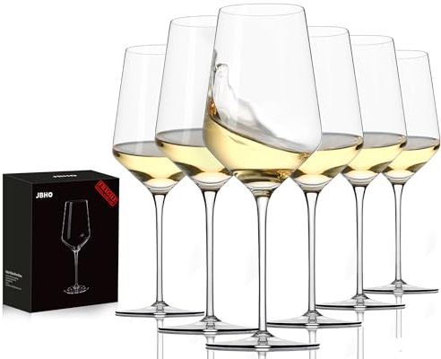 JBHO 17 oz Lead-Free Wine Glasses Set of 6, Hand Blown Durable Crystal Wine Glasses for Daily Use and Hosting Guests, Thin Rim for Serving Red and White Wine, Gift packing for any occasion