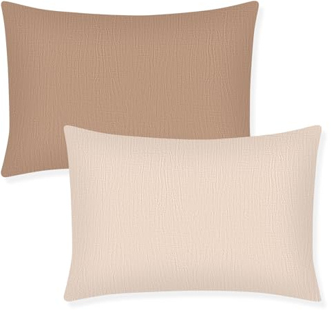 Winmany Småbarn bomull muslin örngott baby flicka pojke kuddfodral resa kudde kuddfodral med kuvert design barnsäng tillbehör passar för 33 cm x 45 cm 35 cm x 48 cm 30 cm x 40 cm kudde (brun + kaki)