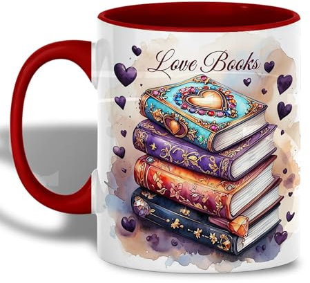 Tazas Pila Colorida De Libros Antiguos Love Books, Porcelana Taza De Café Personalizada Tazas De Té Para Cocina Día De La Madre Mujer 330Ml