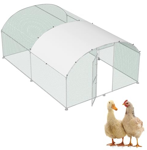 ORHEYA Gabbia per animali domestici, pollaio, in metallo zincato, 3 x 4 m, resistente all'inverno, per pollo, gallina, con tetto parasole e castello, per piccoli animali, pollame, piante