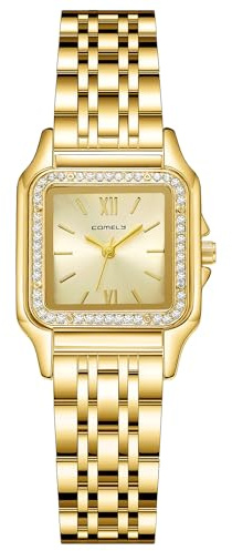 CIVO Montre Femme Acier Inoxydable: Doré Rectangulaire Quartz Analogique - Etanche Montre Élégant Cadeau pour Femmes et Filles