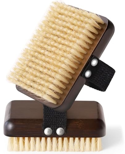 Body Brush Lymphatic Drainage, Azymi Bath Brush Natural Thick Bristles Exfoliates Dead Skin, Detoxifies, Improves Blood Circulation- Spa-Grade Dual Use Dry/Wet Brush 1 Pack