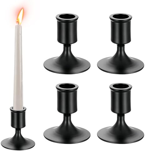 FYting 4 Stück KerzenstäNder,Stabkerzenständer,KerzenstäNder Schwarz,Stabkerzenhalter,Deko Wohnzimmer,Rock Weinglas Kerzenhalter für Stick Kerze 1-2cm, Weihnachten, Party, Esstisch (Schwarz)