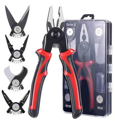 UNTERING Kit d'outils 5 en 1 tout usage robuste - Pinces multifonctionnelles - Boîte à outils portable - Réparation générale - Tournevis - Pince à dénuder