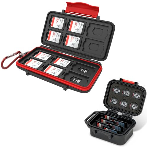 2Pcs Water-Resistant Memory Card Case: 24 Slots IPX5 SD Card Case + 12 Slots Portable Memory Card Case