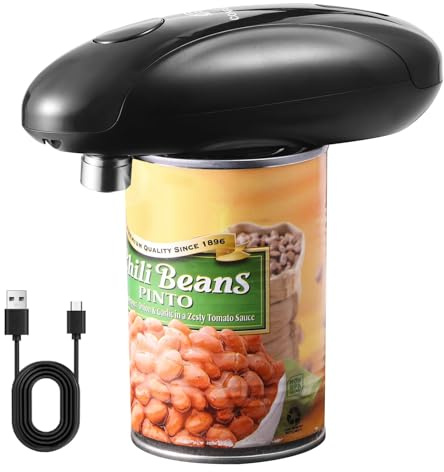 Automatic Can Opener Electric,Upgraded One Touch Electric Tin Opener Smooth Edge Cutting,USB Type-C Charging,Built-in Lid Lifter,Rechargeable Can Opener for Arthritis Hands (Black)