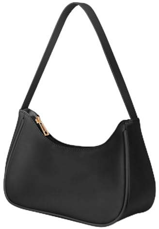 BSBUY Women's Shoulder Bag Crescent Shoulder Bag PU Leather Ladies Handbag Mini Hobo Bag Purse Trendy Everyday Handbag Half Moon Bag with Zipper for Dating Shopping Travel(Black)