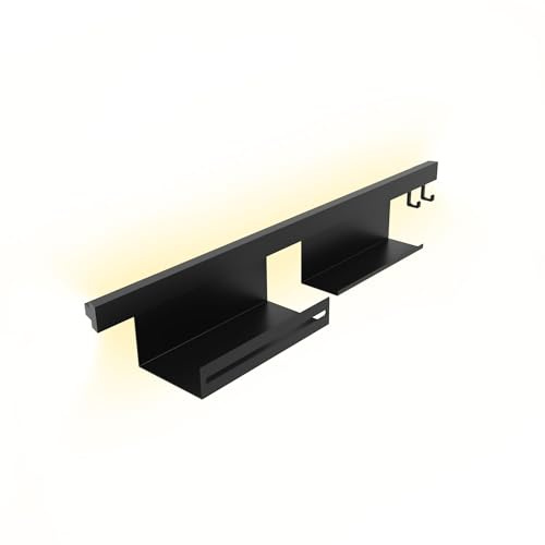kalb | Lamina Relingsystem Set zur Wandmontage mit USB-C, Farbwechsel CCT LED-Beleuchtung, modularer Organisation für Küche und Bad beleuchtete Küchenablage (Ohne USB-C, 900mm)