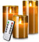 Led Flameless Candles, Battery Operated Flickering Candles Pillar Real Wax Moving Flame Electric Candle Sets Gold Glass Effect with Remote Timer, 4 in, 5 in, 6 in, Pack of 3 (Brown Glass)