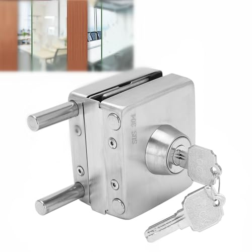 Serrure de Porte en Verre Push Serrure de Porte Coulissante Vis Dissimulées Résistantes à L'usure Serrure de Porte en Verre en Acier Inoxydable sans Poinçon avec 3 Clés