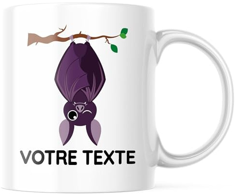 Tasse Chauve-souris personnalisée, prénom au choix, mug enfant 330 ml | Tasse enfant avec motif Chauve-souris et prénom personnalisé – céramique 330 ml, imprimée des deux côtés, lavable en machine