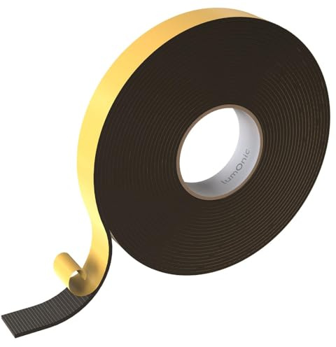 Lumonic 10m Cinta de sellado EPDM Autoadhesivo 30mm x 3mm | Cinta de sellado de espuma de caucho para ventanas y puertas | Junta de ventana, junta de puerta, junta de goma para protección contra el fr