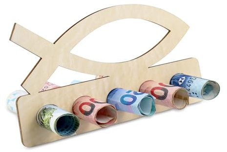 TAKULA Carta di legno Battesimo soldi regalo Cresima, soldi regalo Comunione biglietto d'auguri Battesimo regalo ragazzo e regali di battesimo per le ragazze