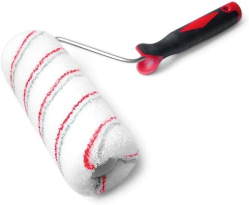 Quercos. Rullo Filo Speciale Facciate. Rullo da pittura professionale arrotondato. Rullo per facciate 22 cm x Ø60 mm. Manico bicomponente. Poliacrilico 18 mm