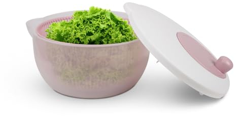 Pro Home Salatschleuder (4 Liter, Ø25cm) BPA-frei, 3in1 - Schleuder, Sieb und Salatschüssel, 3D Kurbel - Schleudern ohne Kraftaufwand, Salattrockner
