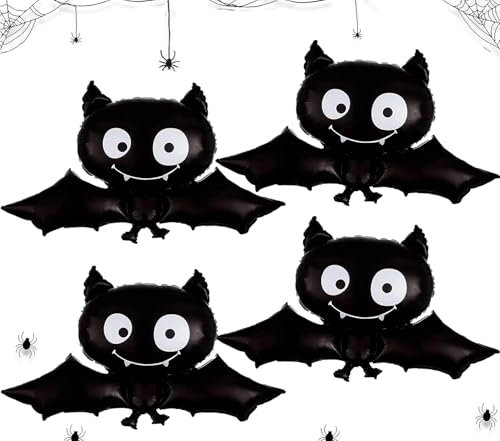 4 Stück Halloween Luftballons Riesen Fledermaus Folienballon Halloween Party Deko Party Helium Ballons für Kinder Geburtstag Dekor Zubehör Geschenk
