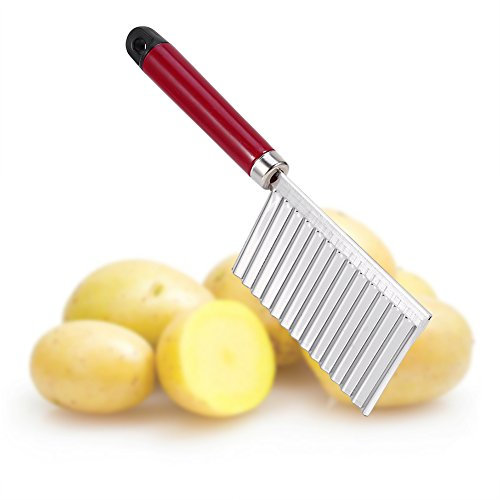 Cortador de Tiras de Patatas, Cuchillo para Cortar Patatas, Cuchillo Ondulado, Cuchillo con Filo Ondulado, Herramienta Multifunción de Cocina para Cortar Frutas de Acero Inoxidable