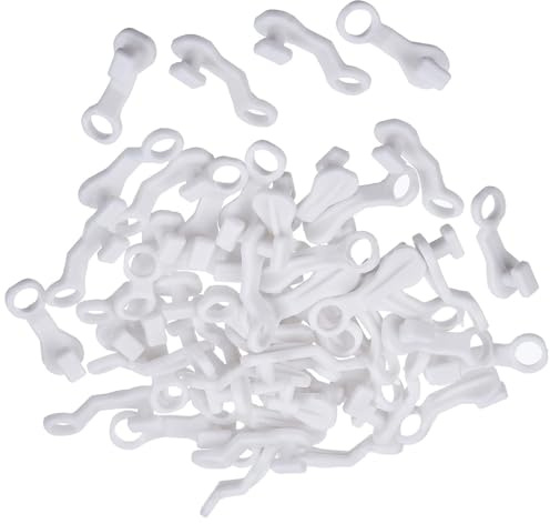 Curtain Glider Hooks White Plastic Curtain Hook, Pack of 50