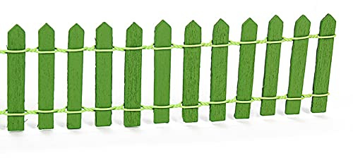 Aniyan 3 Stück Miniatur Zaun 90x5cm aus Holz - Mini Gartenzaun für Deko, Wichteltür, Puppenhaus und Feen-Garten - Flexibler Holzzaun für DIY-Landschaftsgestaltung mit Naturlook(Grün)