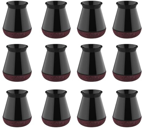 Protector Patas Sillas Redondas, 12 Piezas, Negro Silicona Protector Sillas Patas con Almohadillas de Fieltro, Antirrayaduras, Eliminan el Ruido y los Arañazos, Protege Los Suelos, 14-20mm