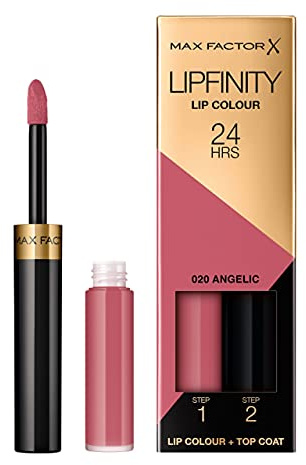 Max Factor Lipfinity Lip Colour Angelic 20 –Kussechter Lippenstift mit 24h Halt ohne auszutrocknen, mit intensiver Farbabgabe, präzisem Applikator & intensiv pflegendem Gloss-Top Coat |4.2g (1er Pack)