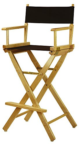 Casual Home Director's Chair ,Natural Frame/Black Canvas,30 - Bar Height