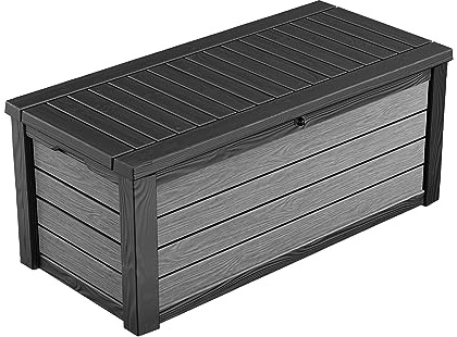Keter Brushwood Auflagenbox, 454l Fassungsvermögen, aus 60% recyceltem Kunstsoff hergestellt, Maße: 145x69,7x60,3cm