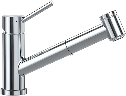 Villeroy & Boch Como Switch Küchenarmatur, Hochdruck, Wasserhahn Küche mit ausziehbarer Brause und Umschaltfunktion, Spültischarmatur wassersparend, Auslauf Höhe 120mm, Edelstahl massiv, poliert
