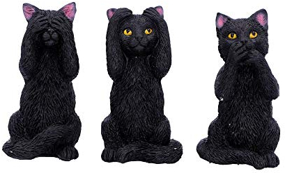 Nemesis Now U4802P9 - Trois Figurines de Chats de la Sagesse, Noires, 8,5 cm