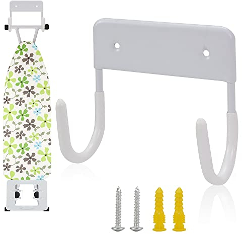 Exclen Planche à Repasser Support Mural Support de Planche à Repasser Organisateur Support Mural pour salles de Lavage Rack de Stockage Support Suspendu (Blanc)
